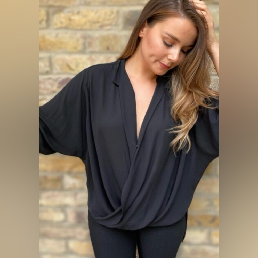 Drape Front Button Closure Blouse - image 1